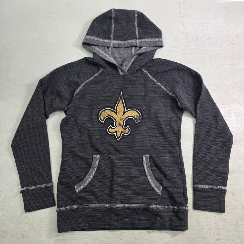 NFL Team Apparel New Orleans Saints Distressed‎ Pullover Hoodie Women's Sz S EUC